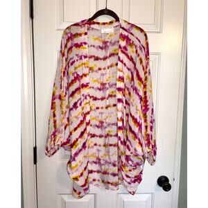 Anthropologie Pink & Yellow Tie Dye Lightweight Cocoon Wrap